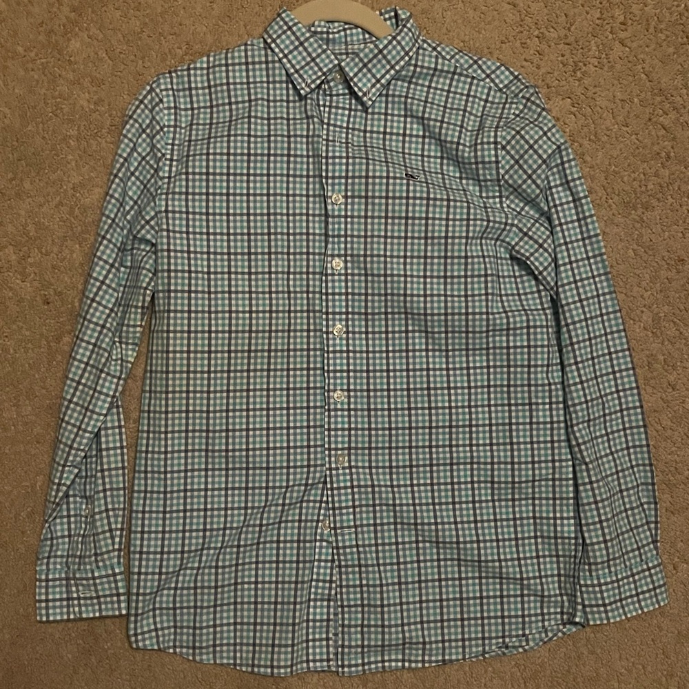 Green and Blue Vineyard Vines button down